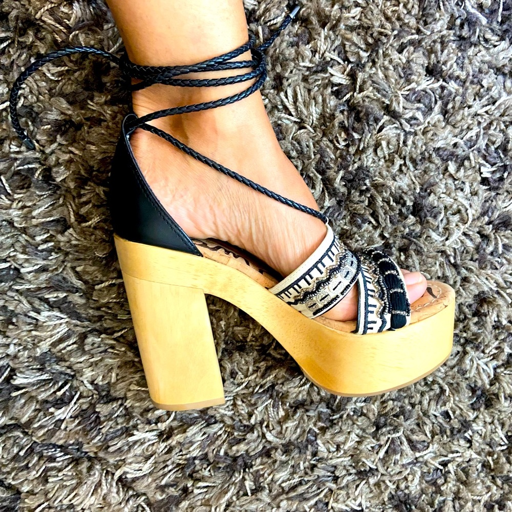 Sam Edelman Wooden Chunky Heel Platform 7